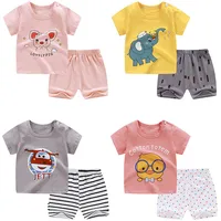 

Bulk Wholesale summer boutique kids baby cotton clothes clothing sets short sleeve t-shirt+pants