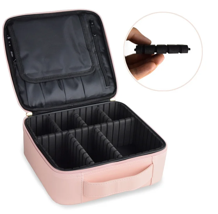 

Pink PU Leather Zipper Custom Printed Logo Beauty Cosmetic Makeup Travel Bag