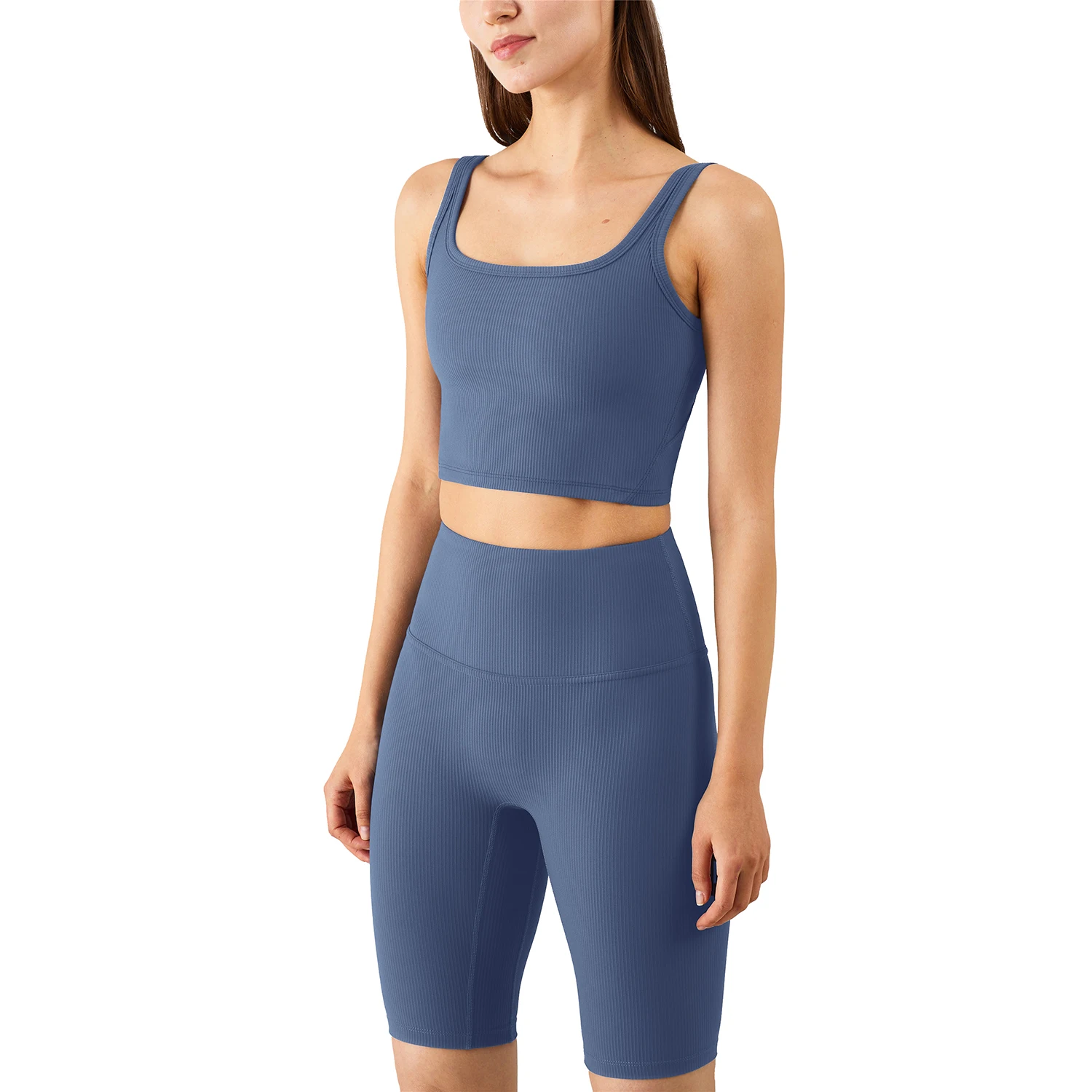 

Woman Lightweight Elastic Ribbed Gym Sweat Training Running Wear, Picture show