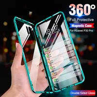 

Luxury Metal Magnetic Case 360 Full Body Double Sided Glass Magnet Cover For huawei 20 pro P30 P20 PRO Mate20 pro Nova 4 5i