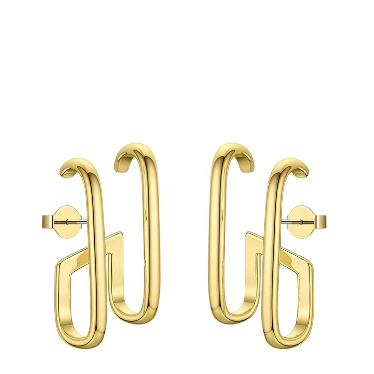 

Fashion Jewelry Double C Geometric Stud Earrings for Women Accessories Gold Color OL Minimalist Earings Wholesale EC191041