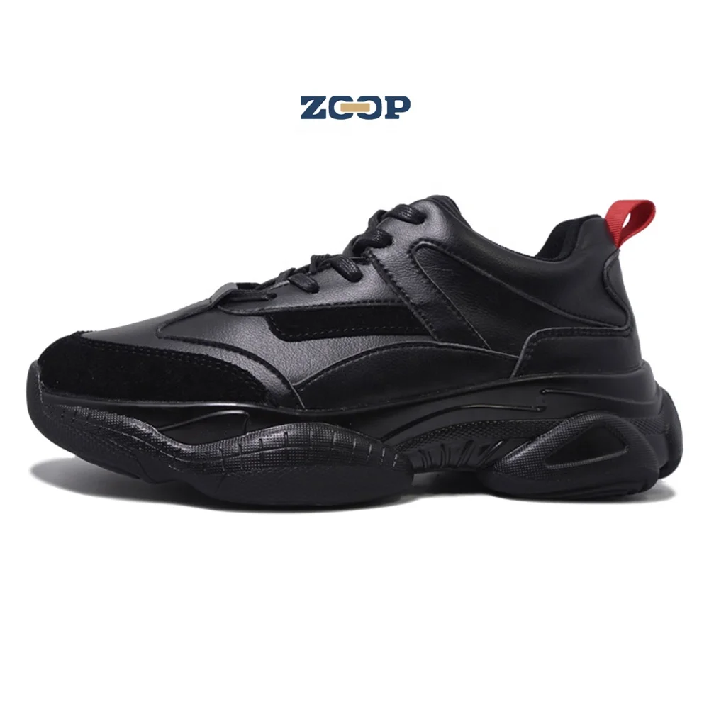 

Casual footwear leather upper soft walking sports sneakers for men, Black