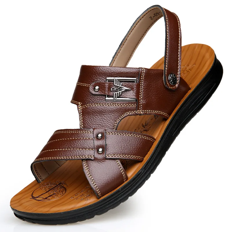 

Wholesale Gents Outdoor Cork Footwear Casual Black Strap Pu Leather Flat Sandal man sandals, Customer's request