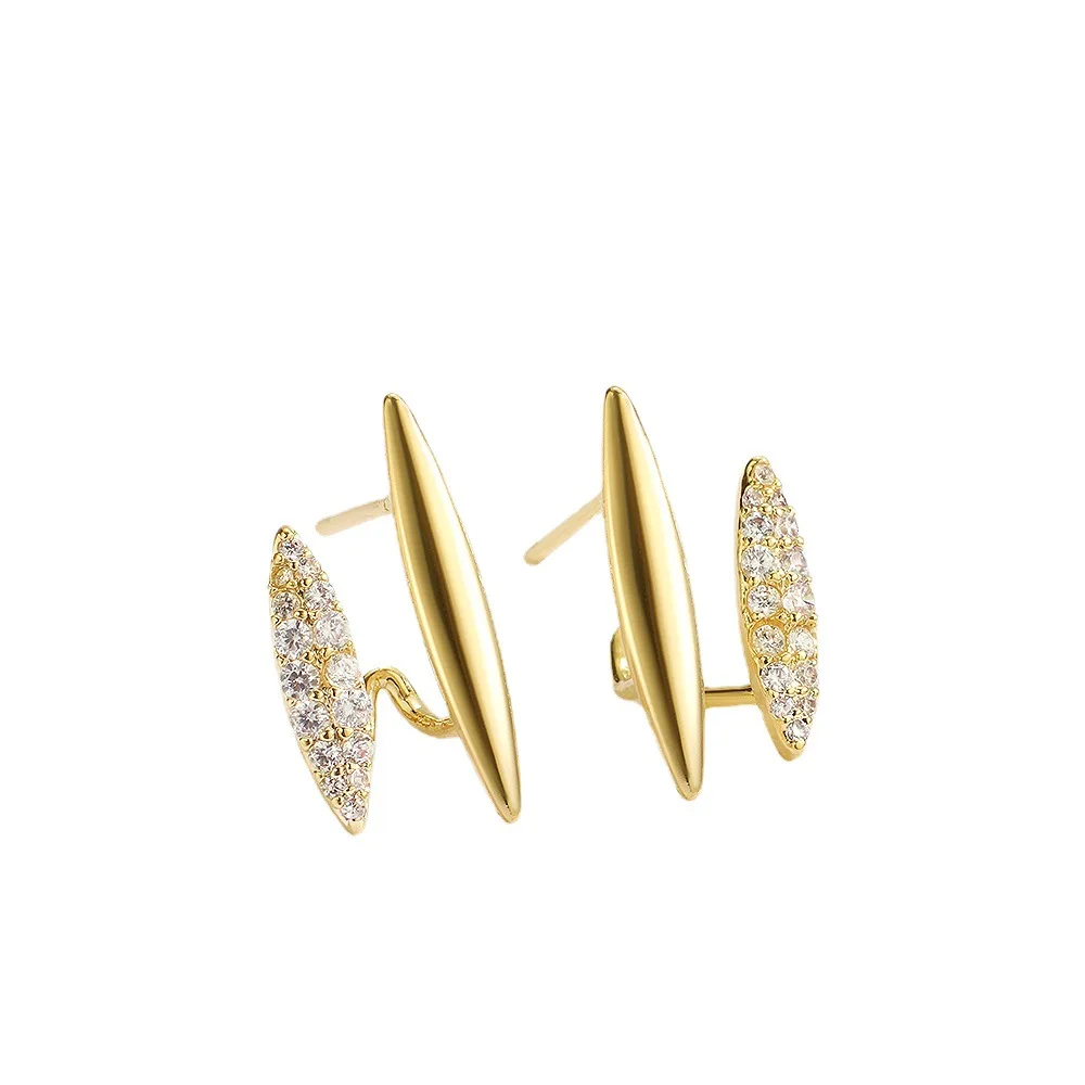 

Eico 2021 Fashion Angle Double Designer Earrings Studs Diamond 18k Gold Earrings For Women Statement Earrings Piercing Jewelry