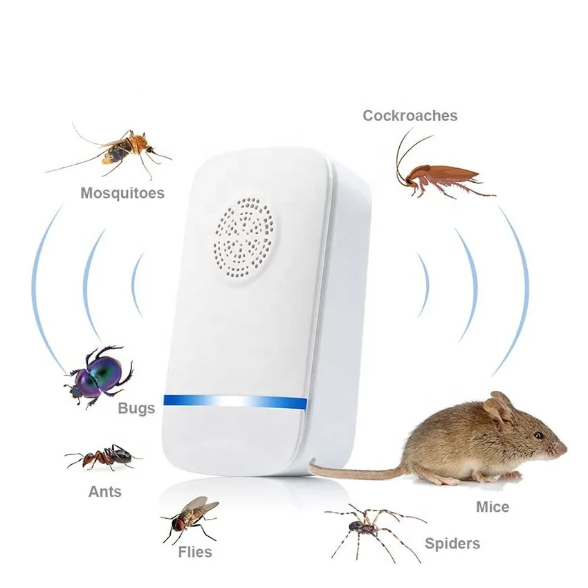 

2021 Upgraded Pest Control Reject Device for Insects Bugs Mice Roaches Mosquito Rats Spiders Flea Mouse Cockroach Ants, White+blue