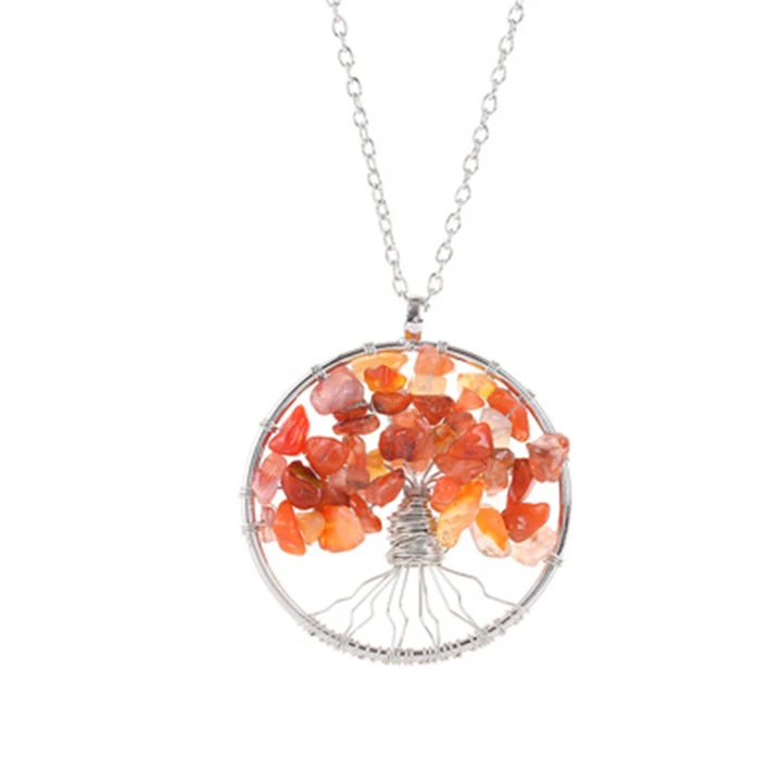 

New Hand-Wound Tree of Life Pendant Necklace Natural Crystal Necklace for Women, Picture shows