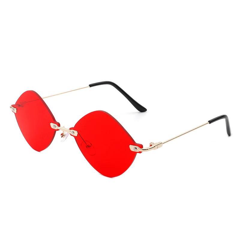 

Polygon Irregular Rimless Sunglasses Personality Women Fashion Street Shooting Metal Sun Glasses Custom Logo Rimless Sun Glasses