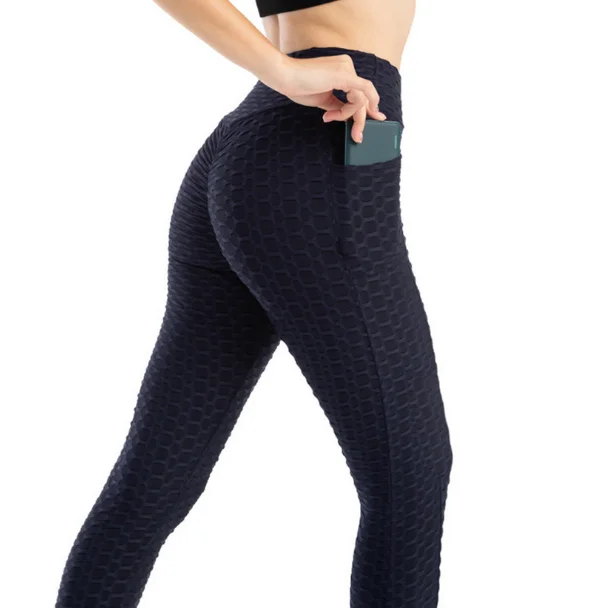 

Sports Gym Plus Size Yoga Workout Sportswear Womens Black Leggings With Pocket, Multi color optional
