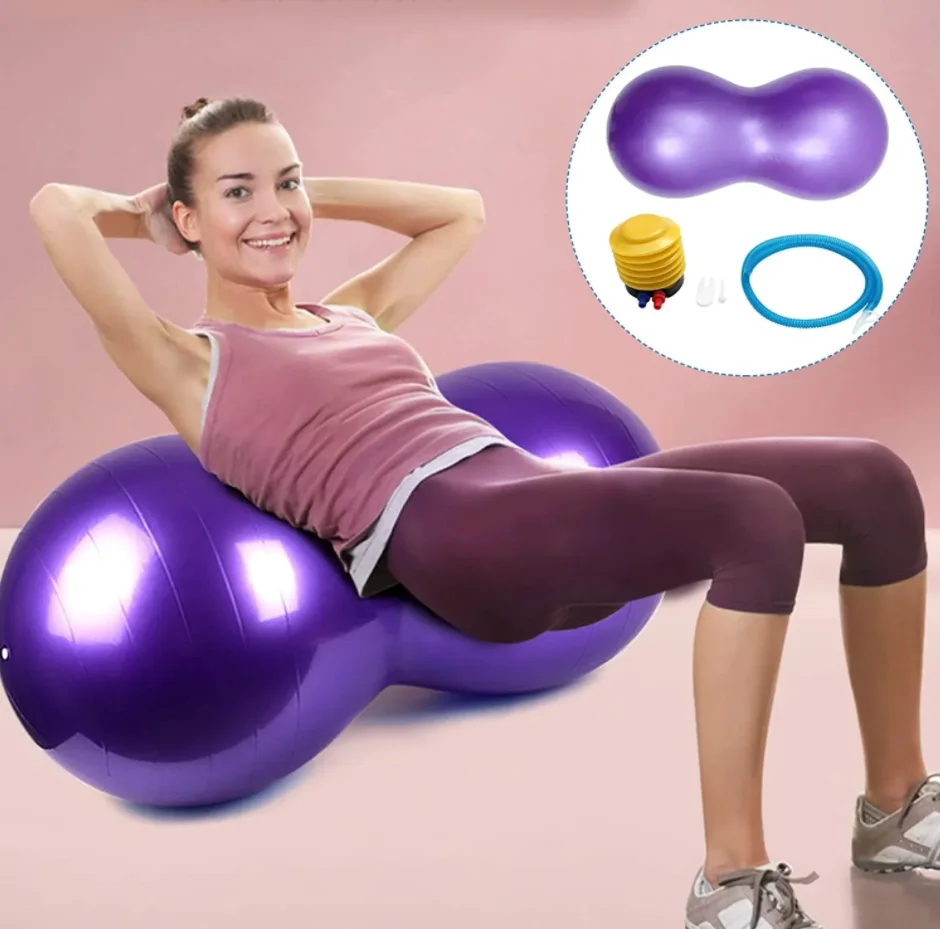 45cm*90cm Thick PVC Yoga Ball Gym Style Fitness Trainer for Pilates and Balance Training Includes Inflator