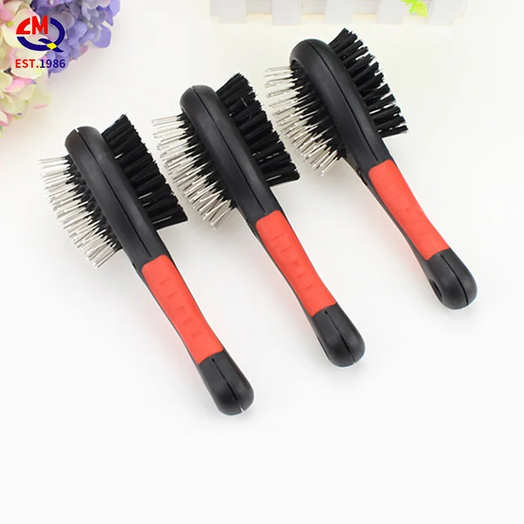 

Rubber material handle pet hair removal comb with handle dog brush pet dog grooming combs luxury pet hair comb brush, Picture