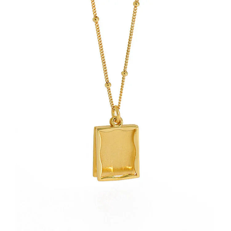 

Fashion 2021jewelry women 925 sterling silver gold plated square pendant necklace