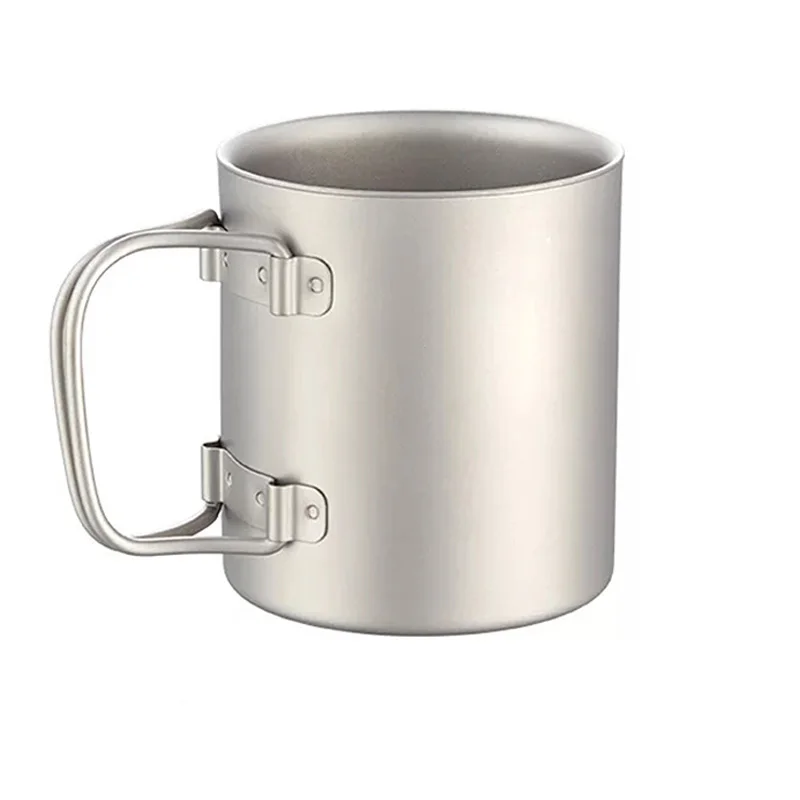 

Ultralight Camping metal 450 ml mug titanium Insulated Double Wall cup, Titanium or customized color