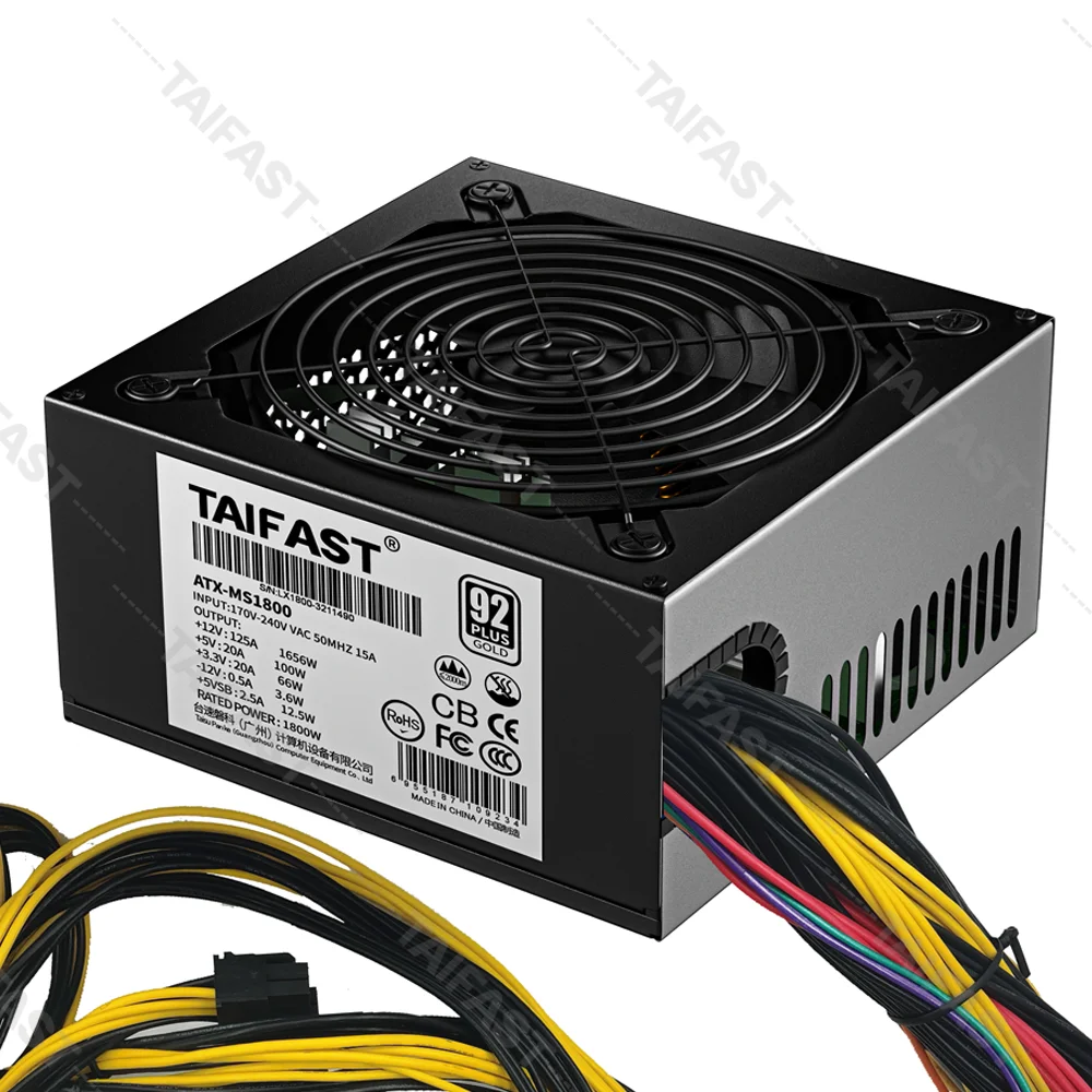 

Taifast 8GPU High Power Mining Machine Power Ethereum Bitcorn 1800W 2000W Mining 80PLUS Platinum Power Supply For Mining