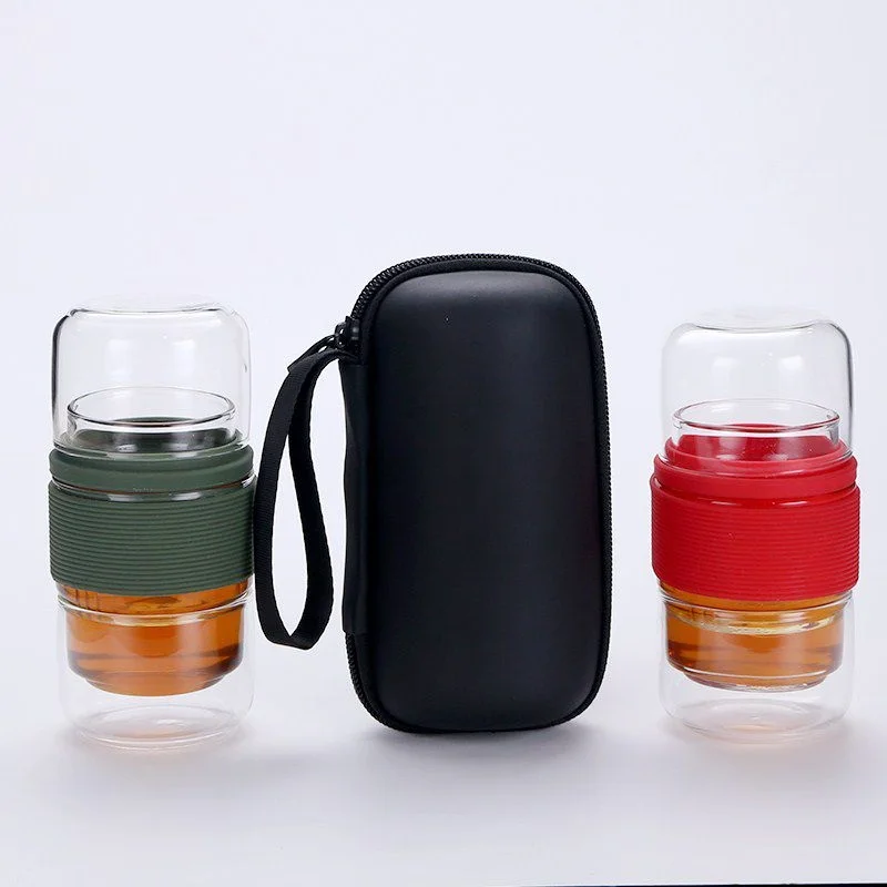 
Borosilicate Glass Crack Cup Portable Travel Glass Tea Cup Set 