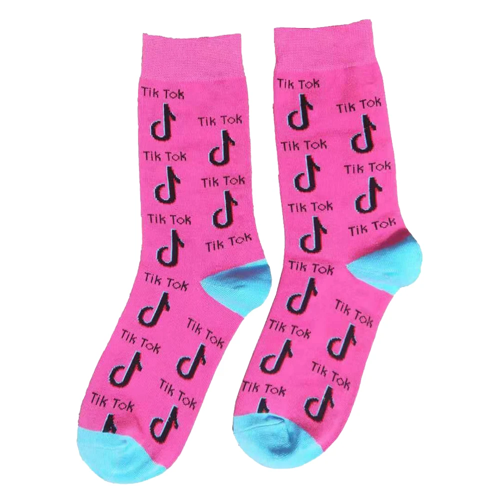 

Hot Sale yellow black white purple Pink Pattern Cotton tik tok tiktok socks