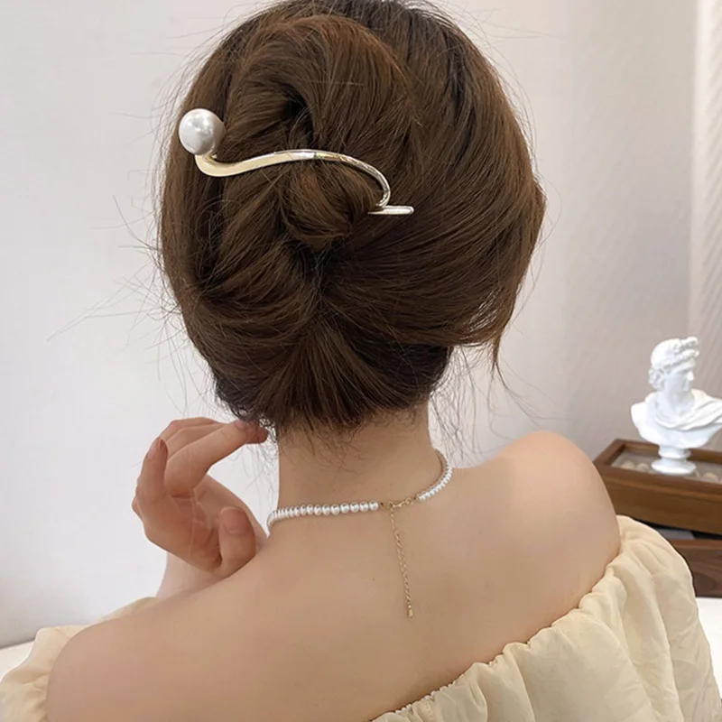 

Pearl Hairpins Frog Buckle Hair Clips Fashion Headwear Ponytail Barrettes Hairgrips For Women Hair Accessories