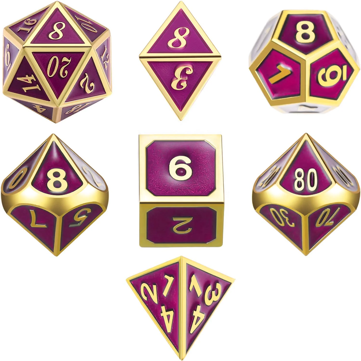 

Wholesale Price Colored Shiny red Dice dnd Metal game dice set, Rose red