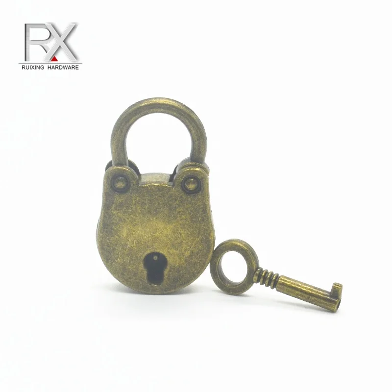 

Retra antique brass metal alloy bag closure padlock with key bag lock jewelry box lock clasps latch for handbag luggage case