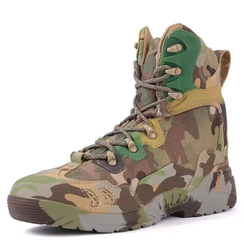 

Camouflage men's sport leather high top combat black boots outdoor desert custom boots, Customized color