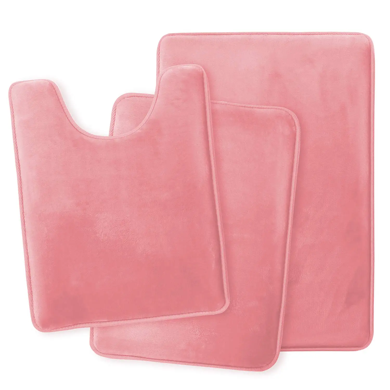 U-Shaped Non-Slip Machine Washable Bathroom Rug Water Absorbent Velvet Memory Foam Bath Mat Sets