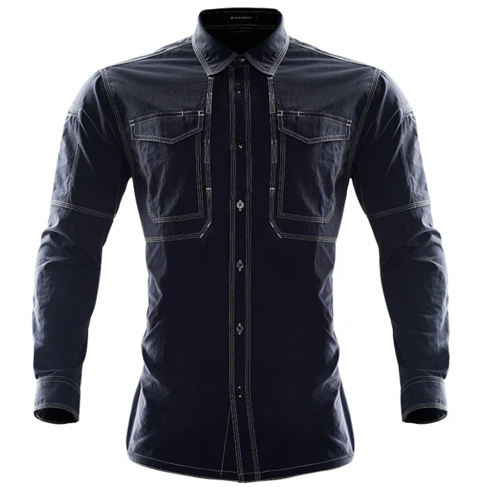 

Low MOQ high quality solid color men's one-way wet casual shirt