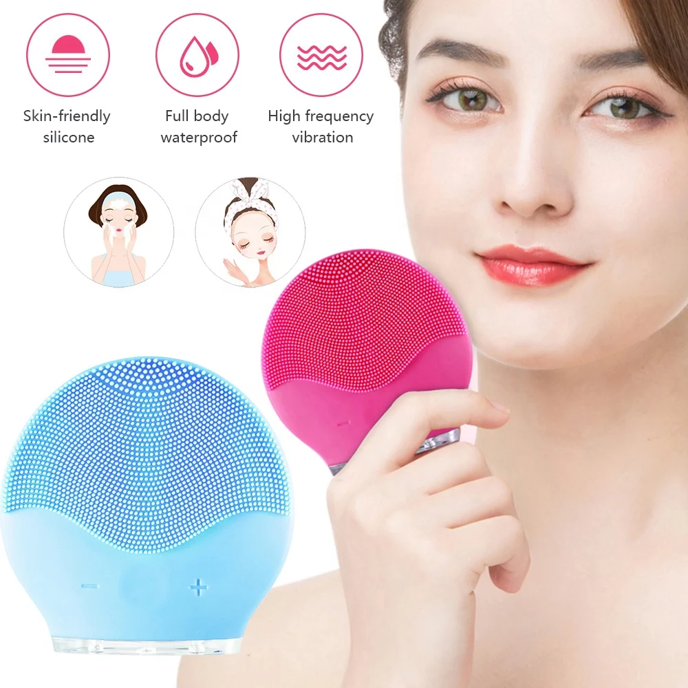 

Electric Mini Facial Cleansing Massager Brush For Wash Face Cleanser Machine Deep Clean Silicone Cleaner Massage Device, Pink/black/blue