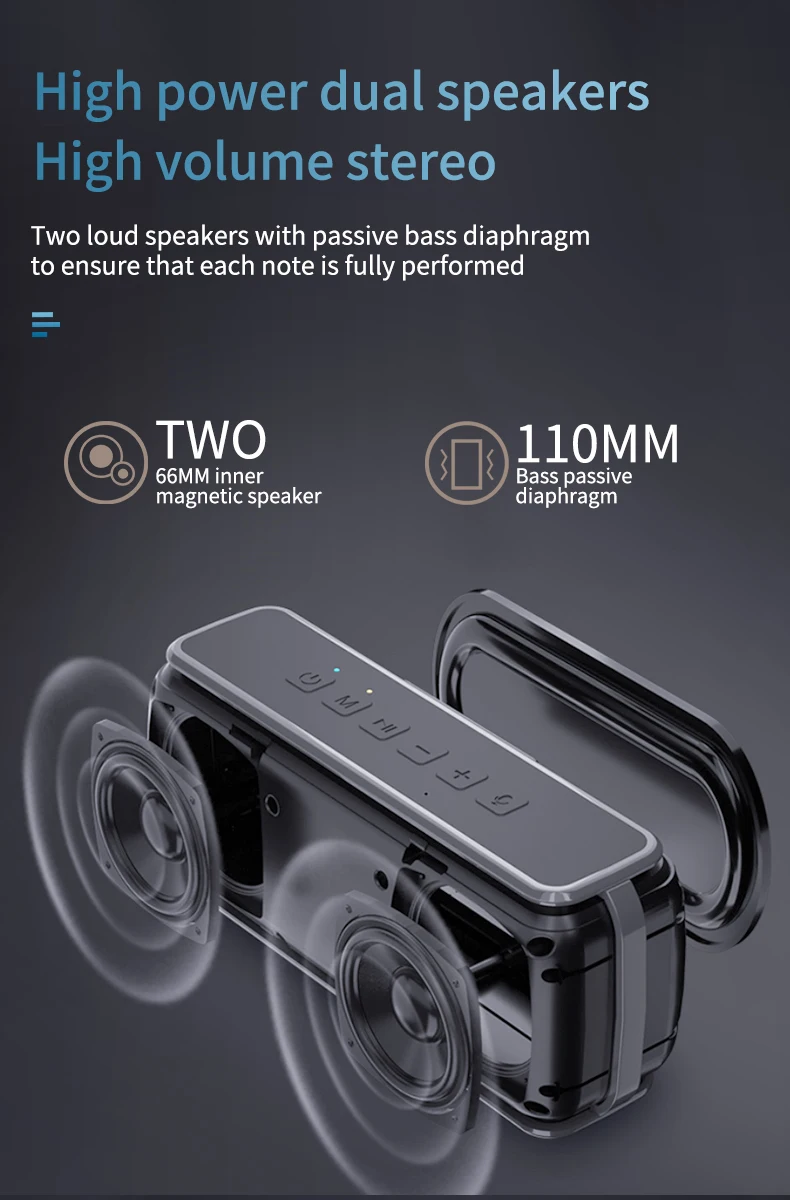 6600mAh subwoofer 50W Deep Bass Dual Speakers/Ai wireless speaker Support TF Card/Stereo DSP Smart Voice Wireless Speaker - ANKUX Tech Co., Ltd
