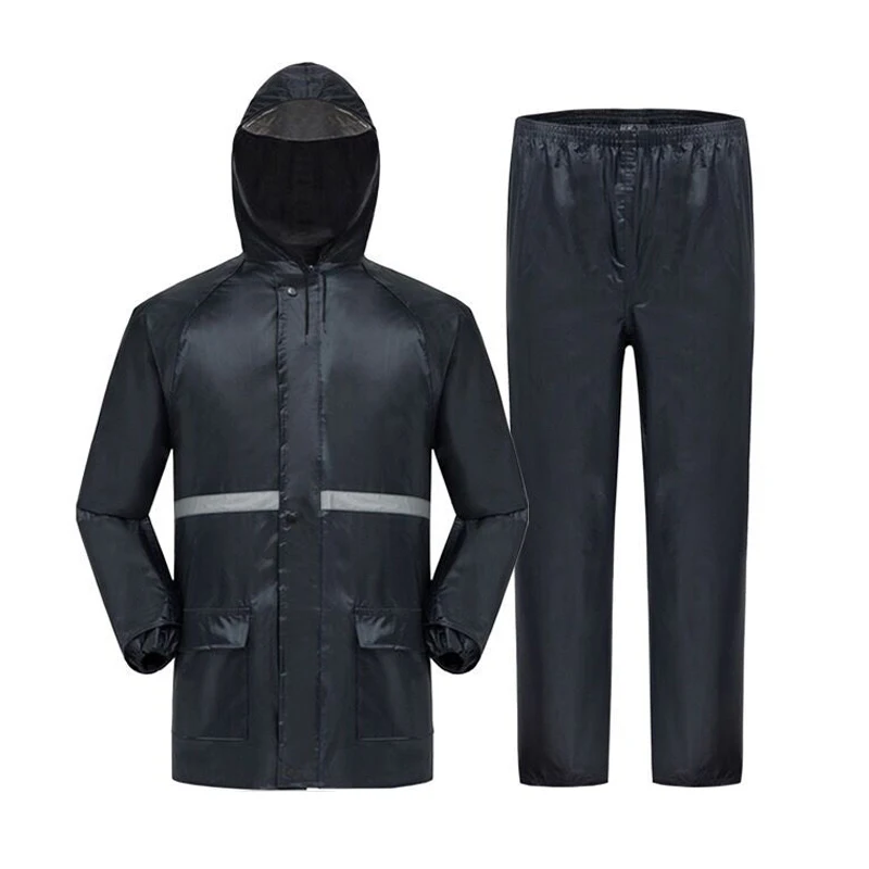 

JACKETOWN Cheap Custom Logo Unisex Navy Polyester Taffeta Reflective Raincoat Covers Full Body Jacket Rain Suit Coat, Customized