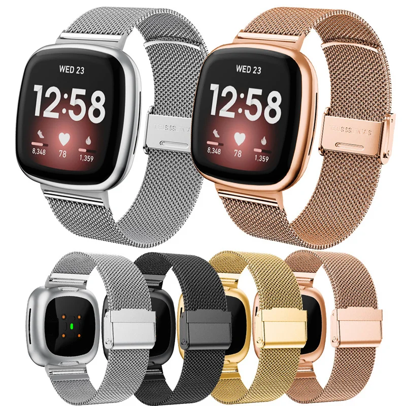 

Suitable for fitbit versa3 watch band stainless steel Milanese smart watch bands & accessories, Gold/silver/rose gold/black