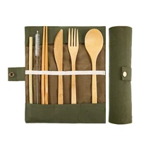 

Eco Friendly Flatware Set Portable Utensils Set, Knife, Fork, Spoon, Reusable Straws Chopsticks Bamboo Travel Utensils