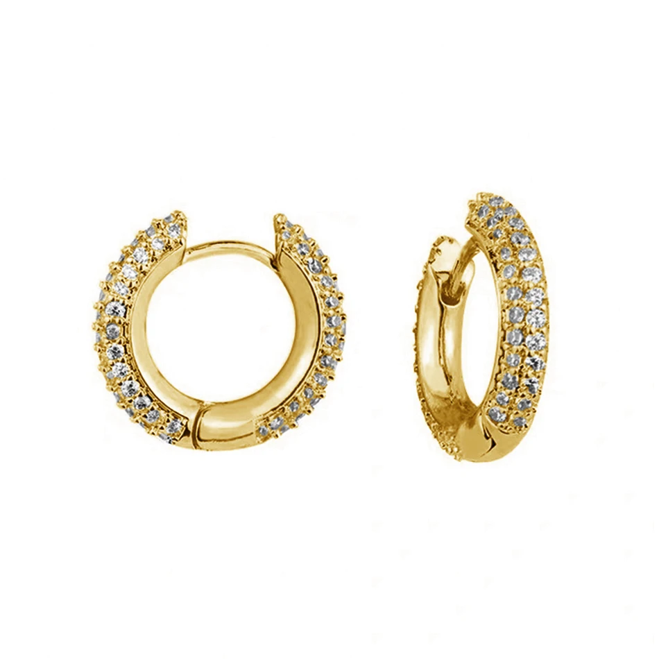 

Wholesale brass jewelry 18k gold plated european hoop earrings personality diamond hoop earrings women