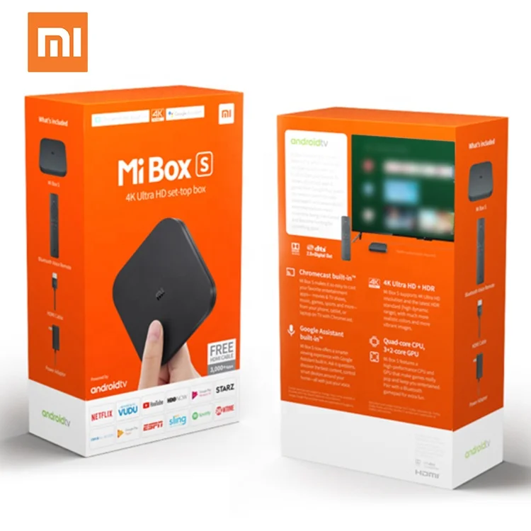 

Xiaomi Mi Box S Smart TV Box Android 9.0 4K Ultra HD HDR 2G 8G WiFi Google Cast Netflix Media Player Smart Control Set Top Box, Black