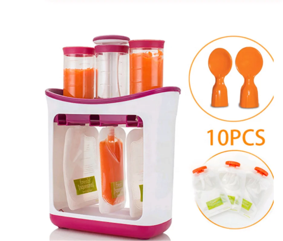 

Fresh Fruit Juice Squeeze Station And Pouches Feeding Kit for Baby Food Maker Organisation Baby Feeding Maker Kids Insulation Ba, Purple