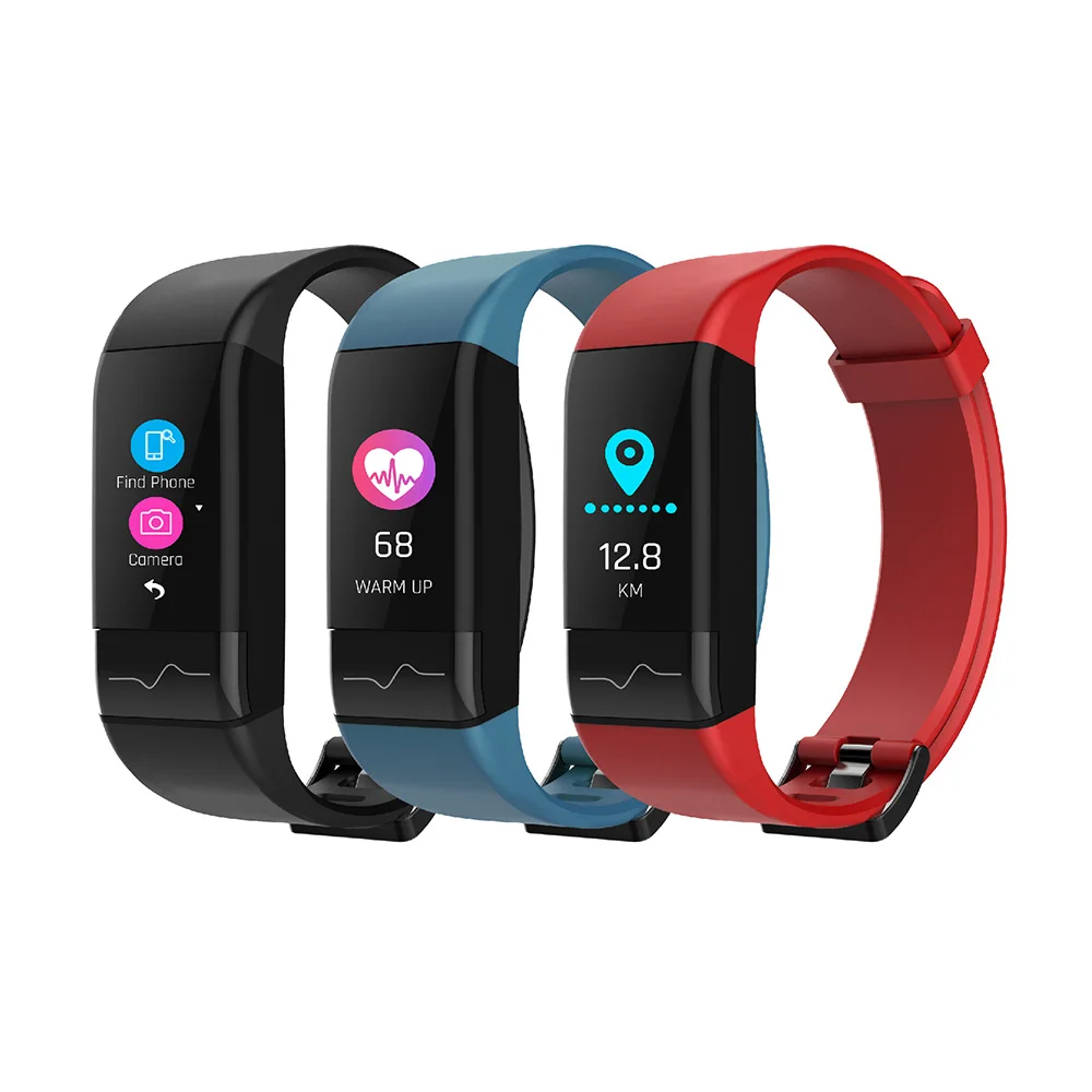 

J-Style New Professional Health tracker 1790 ECG + PPG Smart Bracelet bands With heart rate Blood Pressure monitoring, Black,red or as your custom