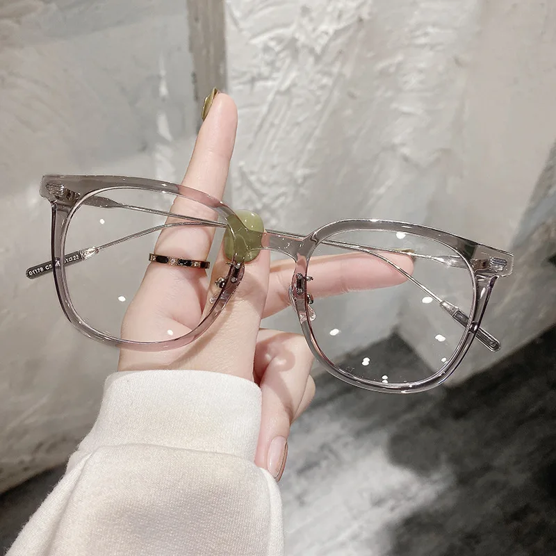 

Art retro eyeglasses optical frames glasses simple large frame blocking glasses anti blue light TR metal optical frame