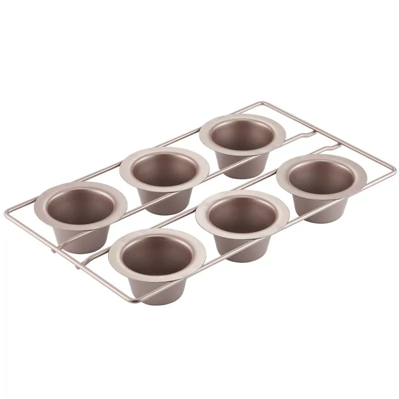 

CHEFMADE 6 Cavity Non Stick Yorkshire Muffin Cupcake Pan Bakeware For Oven Baking 6 Cup Popover Pan, Champagne gold