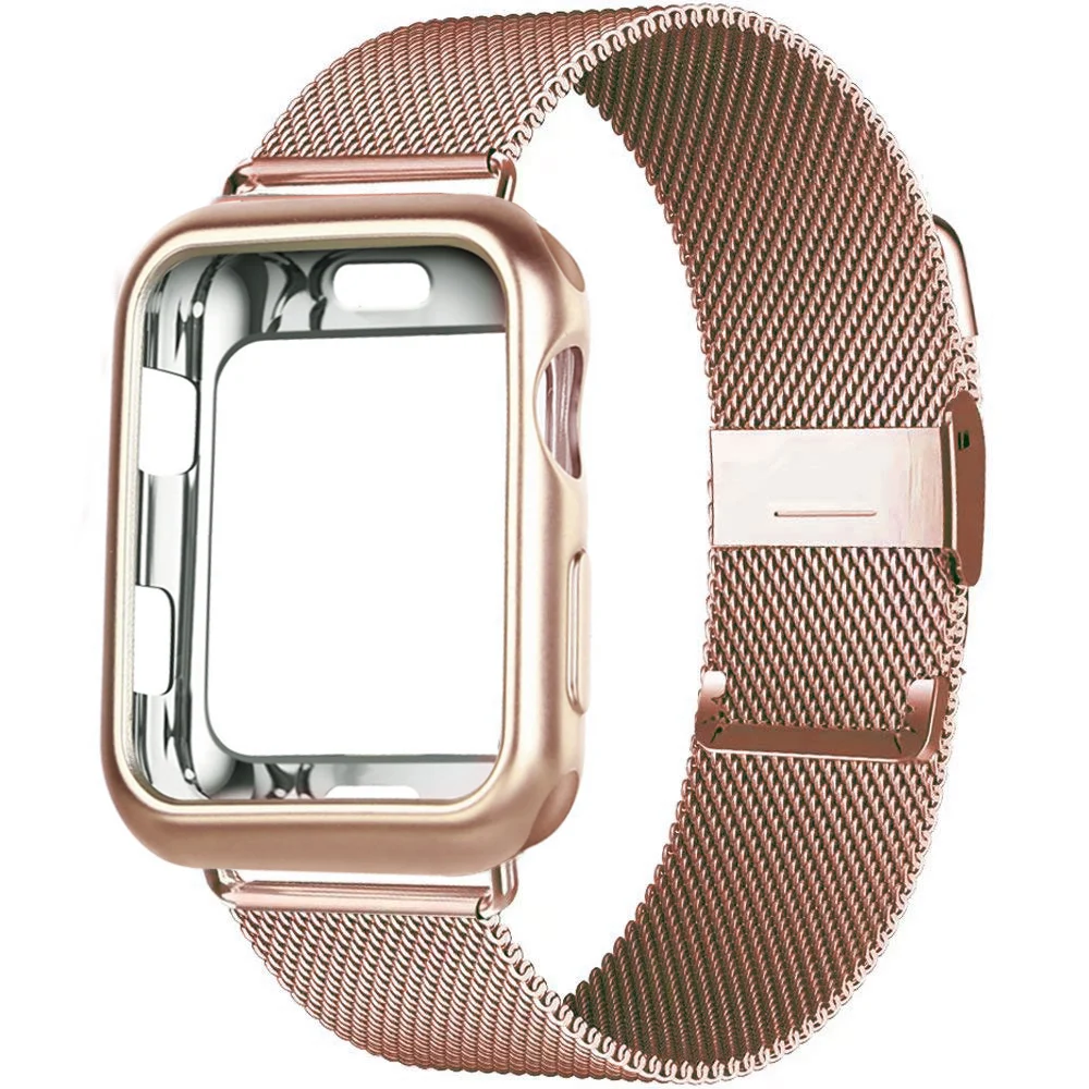 

Steel Watchband for Iwatch 6 41mm 45mm Magnetic Loop Strap + Case for Apple Watch Band Series 7 6 SE 5 4 40mm 44mm 38mm 42mm