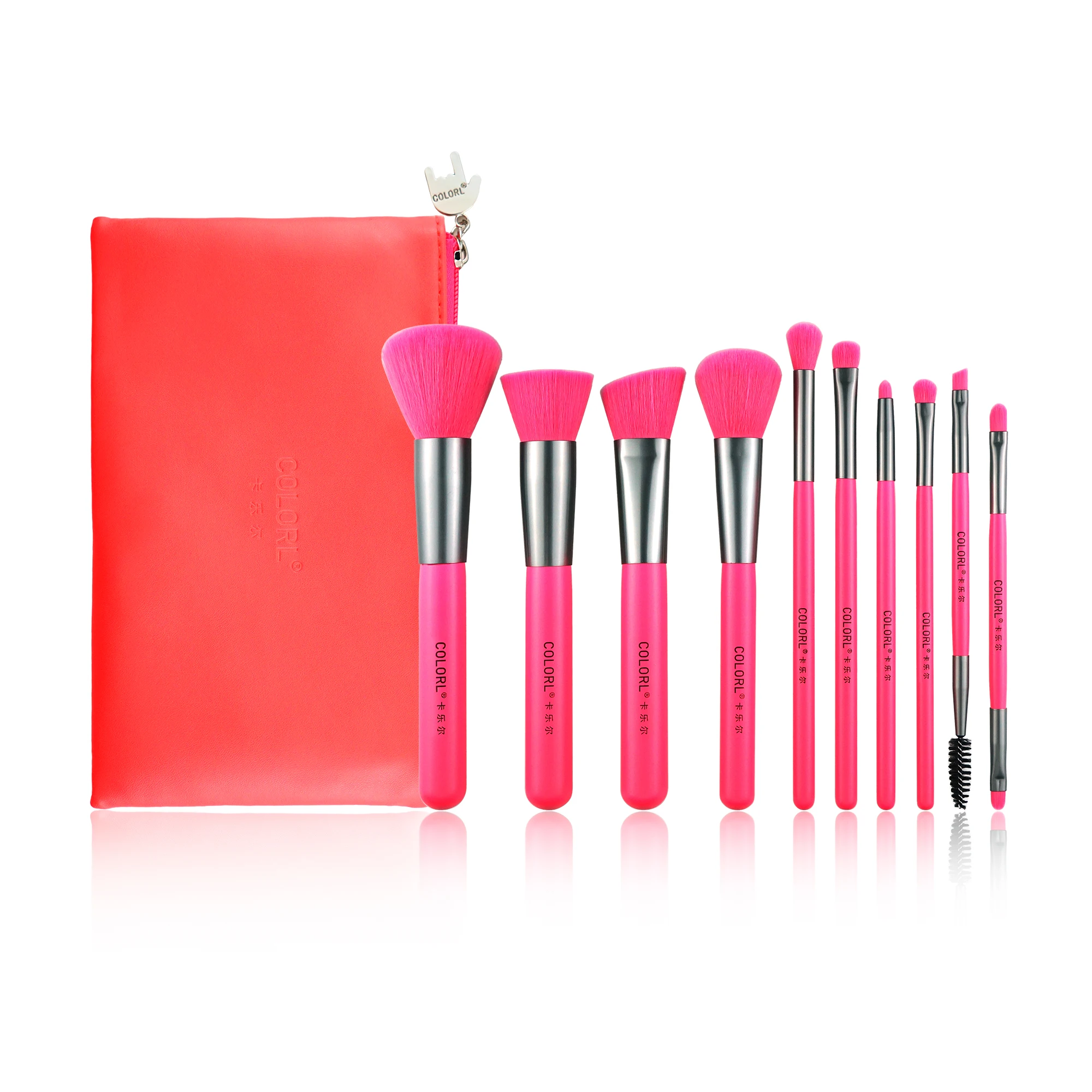 

High Quality Good Selling 12 Years Experience Neon Pink Bag Vegan Makeup Brush Set 2022, Customized color