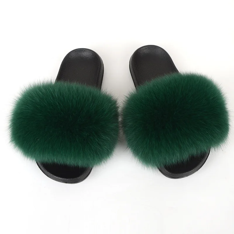 

Genuine Fox Fur Slippers for Women, 70 colors