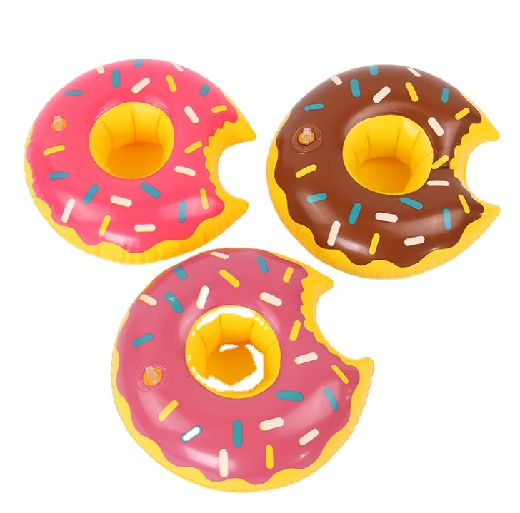 

2021 Pool Party Inflatable Drink Floats Inflatable Cup Holder Water Donut Floating Drink Cup Holder, As pic
