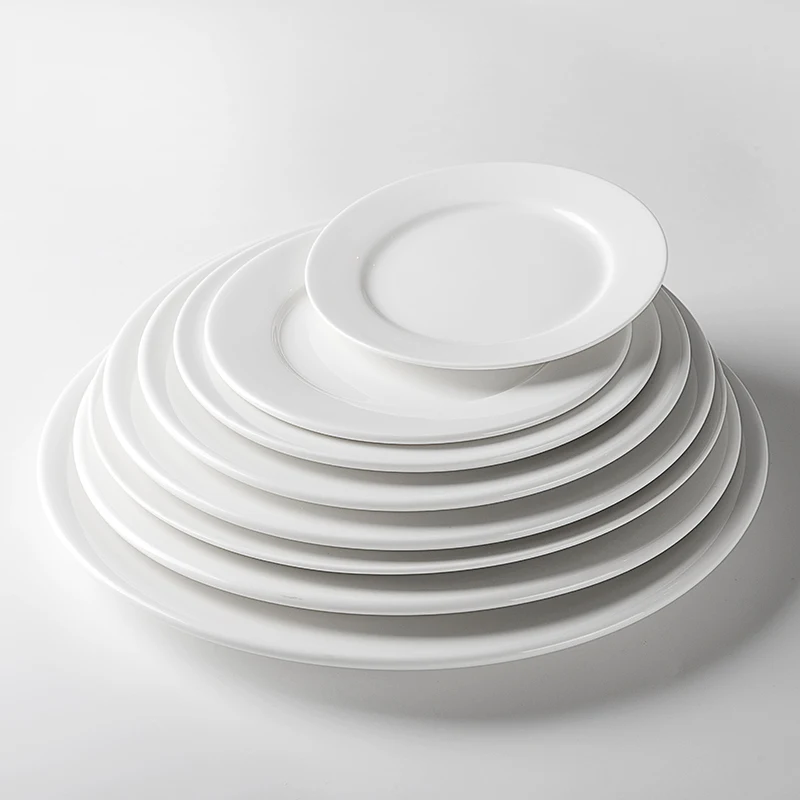 

High Quality Table Ware Logo Dinnerware Restaurant Plates Good Ceramics Fine Porcelain European Plate#, White