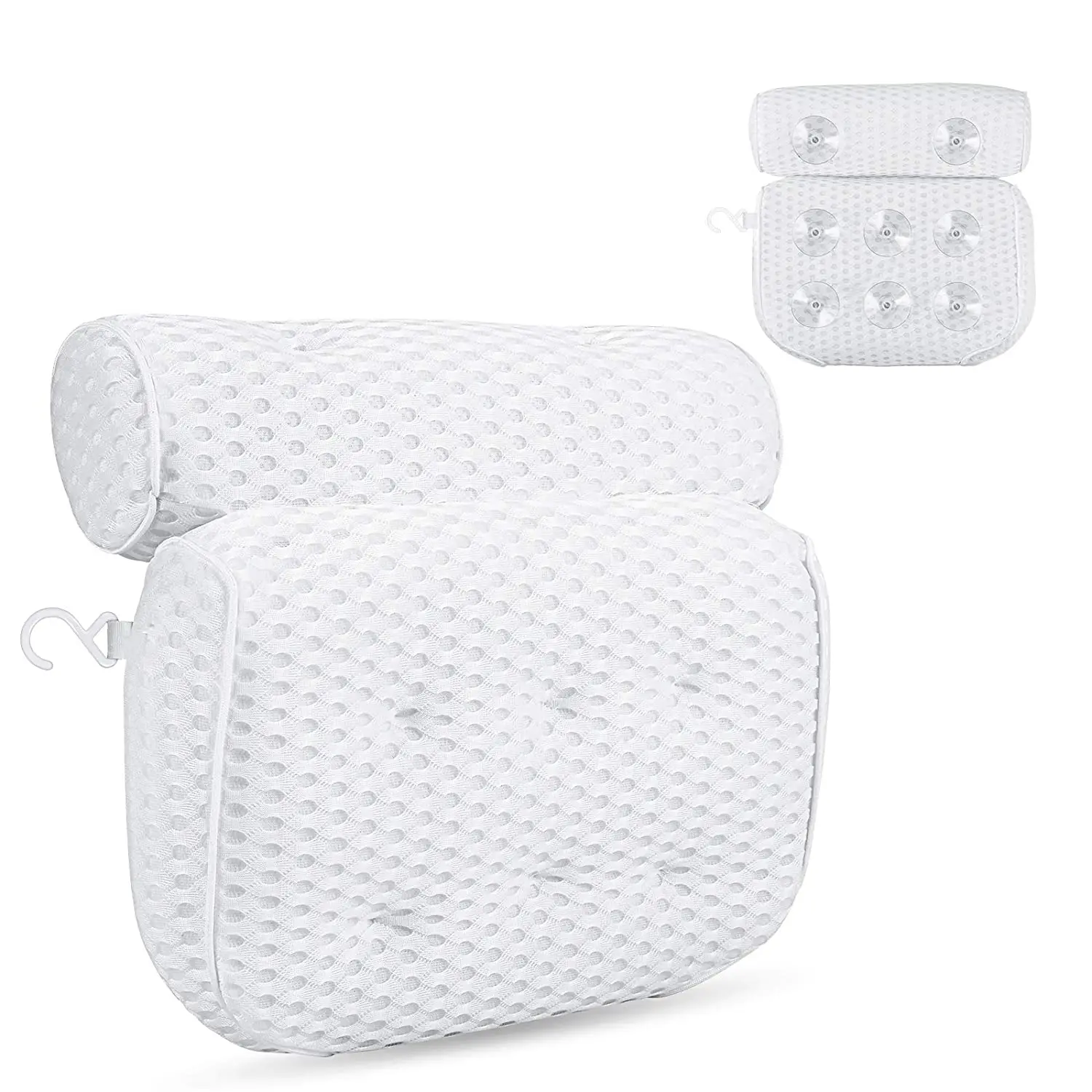 

Bath pillow 5D for Bathtub for Adults Head Neck Shoulder Back Lumbar Support 4D Mesh Spa Pillows with 7 Suck, White