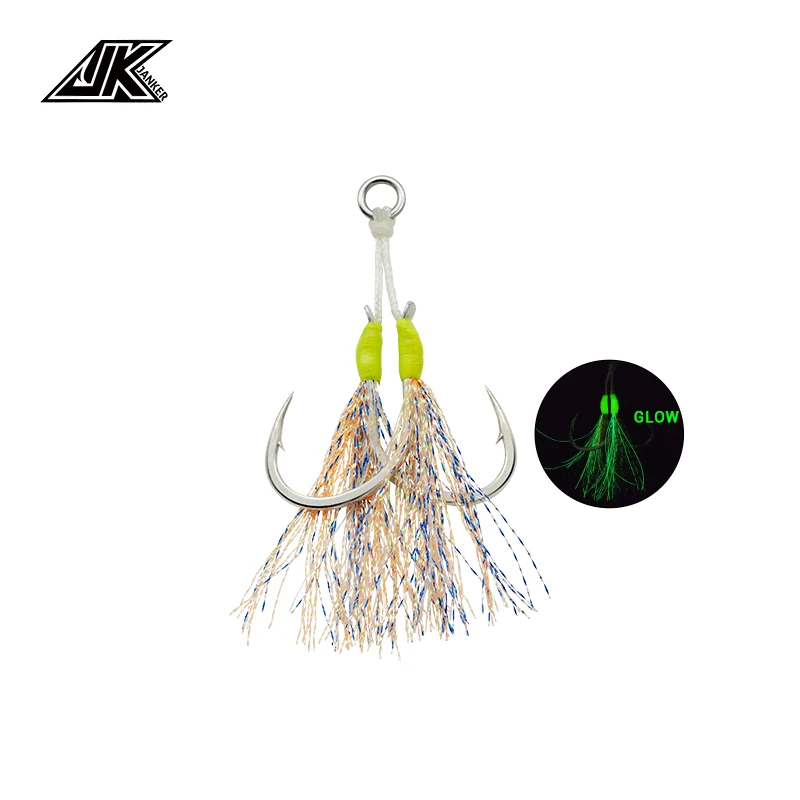 

JK SJX-L Strong Heavy Action BKK Fishhooks High Carbon Steel Double Barbs Fishing Hooks