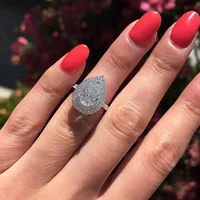 

CAOSHI New Style Luxury Pear Shape Zircon Engagement Wedding Ring For Women Finger Engagement Ring Silver
