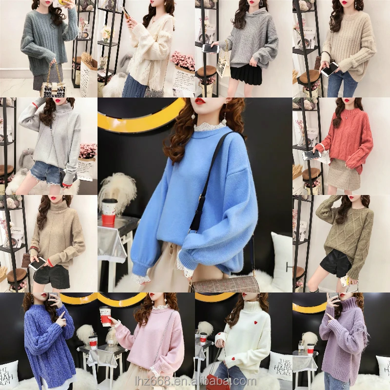 

2021 Autumn Winter plus size Turtleneck Women Sweater Loose Knitted Pullovers sweaters
