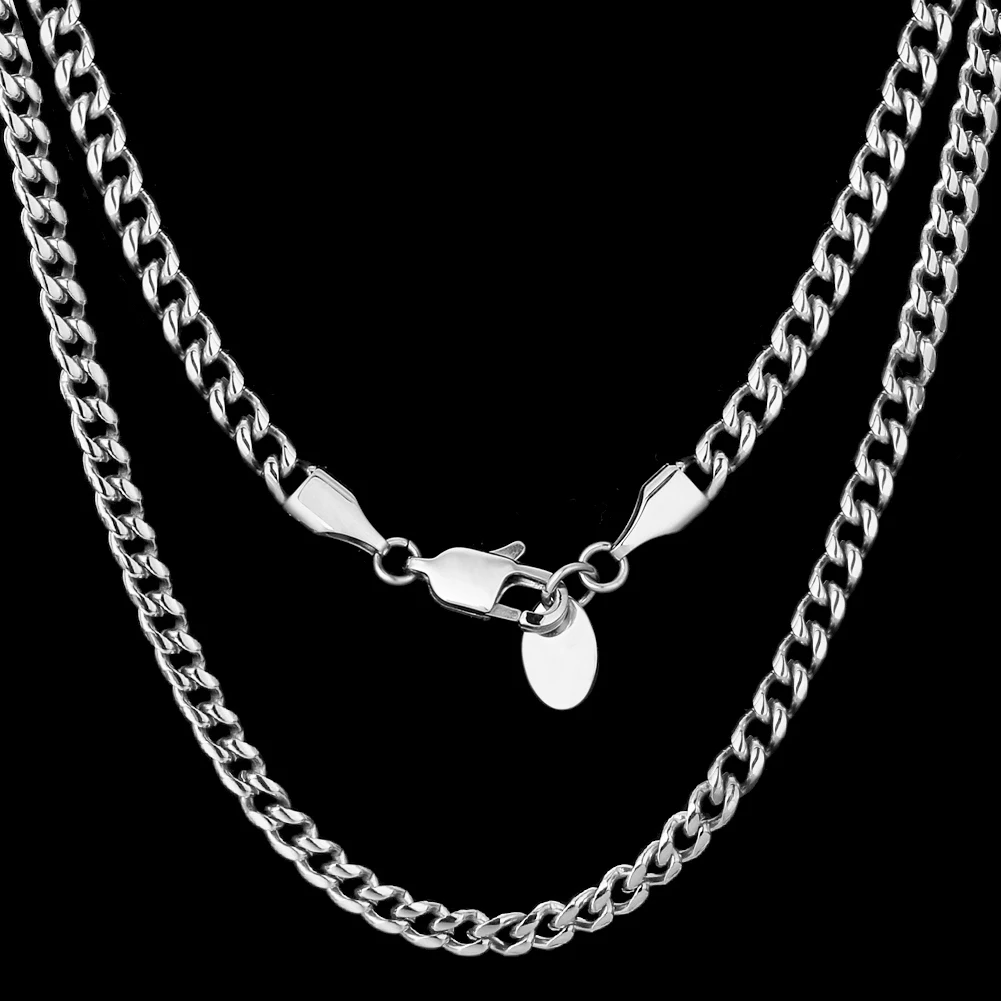 

KRKC Drop Shipping 1pcs Service 3mm 4mm 6mm Silver White Gold Plated Miami Stainless Steel Cuban Link Chain Necklaces