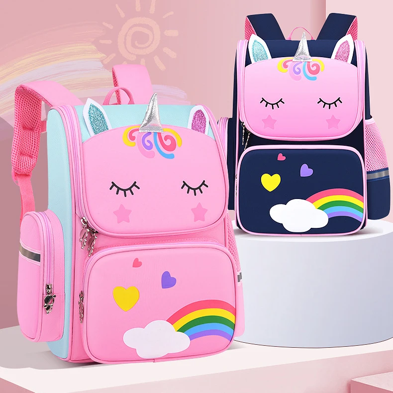 

2021 New Fashion Cartoon mochila Unicorn children's school bags backpack convenient travel for Primary Students