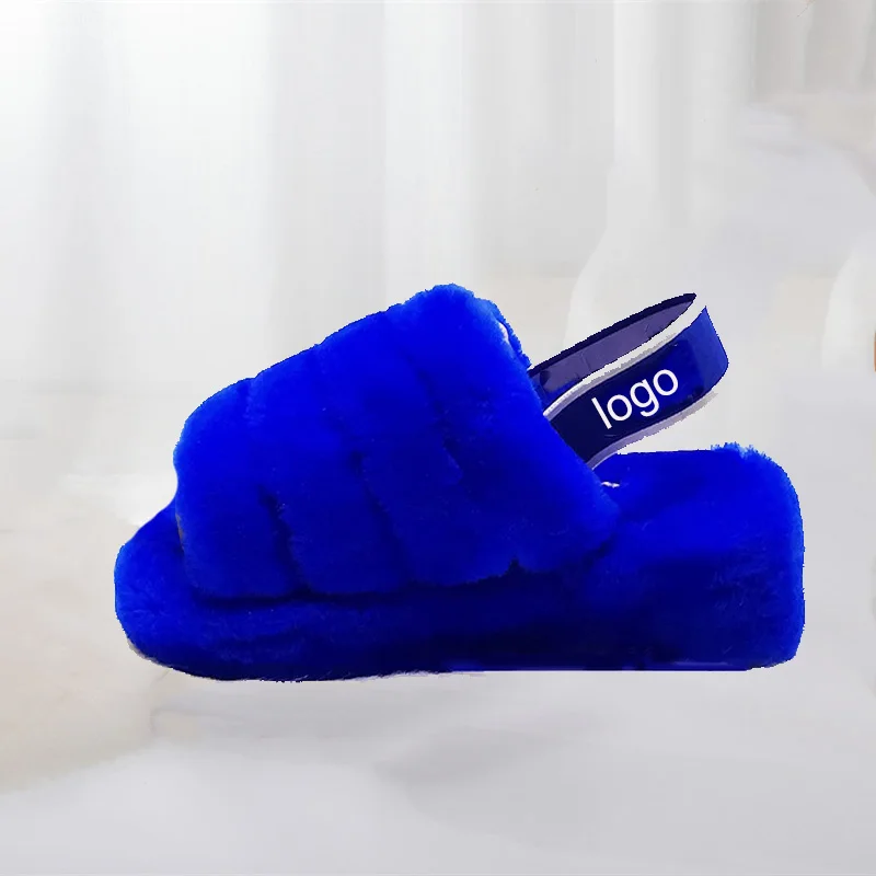 

customized logo new style female winter sheepskin slippers lamb fur slides sandals for women, Requirement