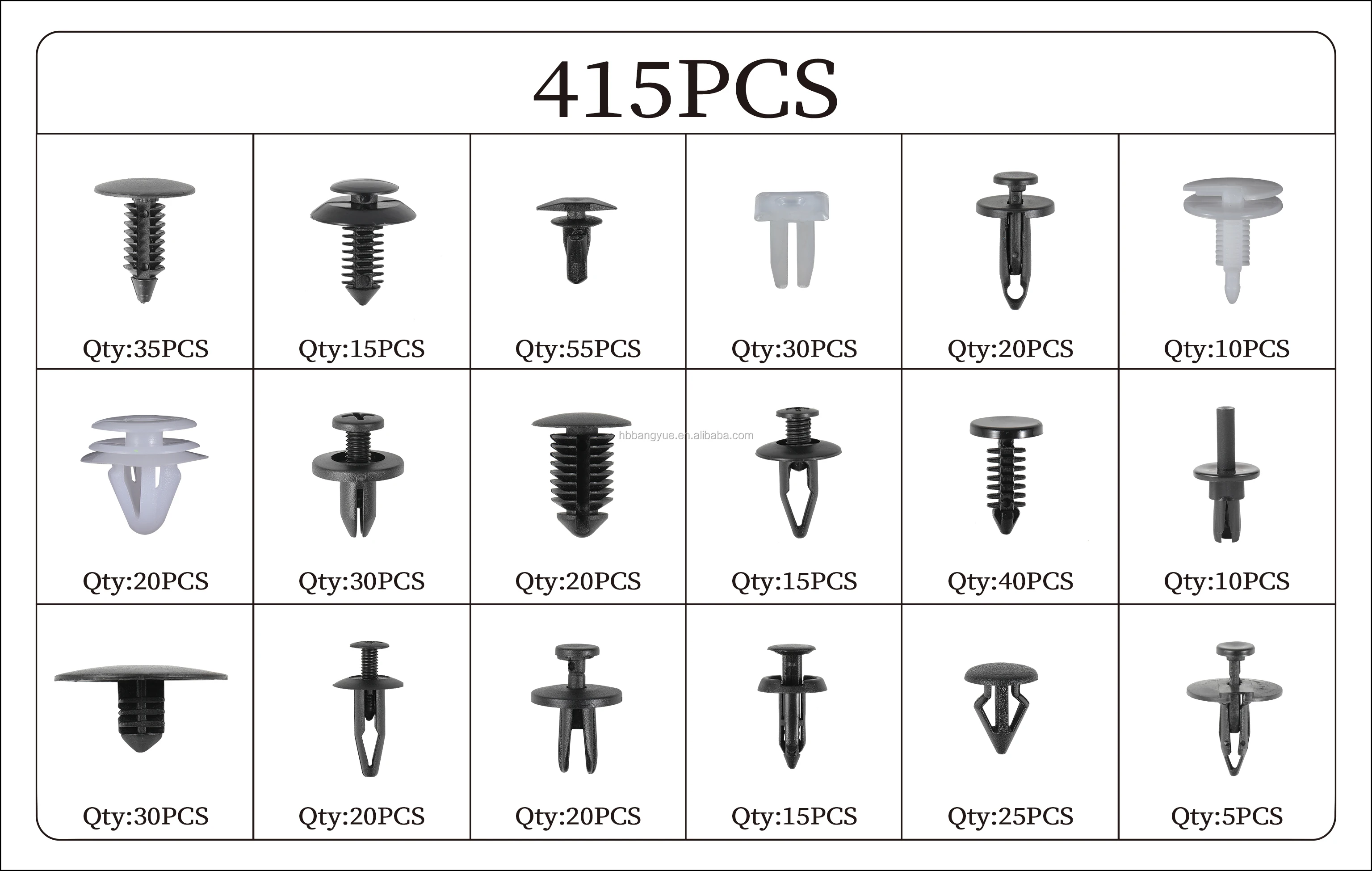 415pcs Push-type Fastener Sssortment Auto Fasteners Assorted Car Clips ...