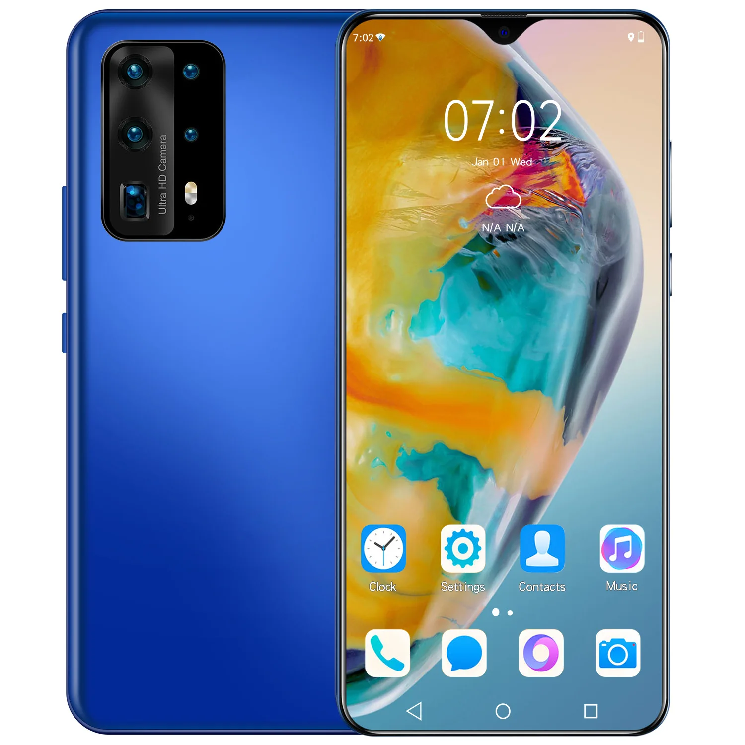 

Android 10.0 Large Memory 8GB+256GB P45 Pro Smartphone 6.3 Inches Face/fingerprint Unlock Dual Card Phone, Black blue gray